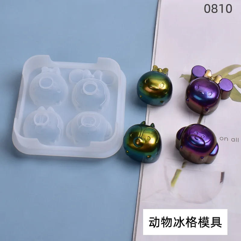 DIY Crystal Epoxy Resin Mold Cute Animal Head Resin Handmade Casting Silicone Mold Jewelry Craft Mould Decoration