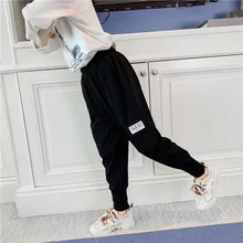 Новинка года; сезон осень; стильная детская одежда для девочек; детские брюки в Корейском стиле; повседневные однотонные брюки с большими карманами для больших мальчиков