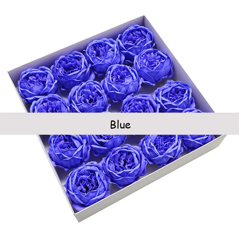 blue 9 см 16 шт./кор. мыло пион искусственный бутон розы мыло цветок голова на День Святого Валентина подарок любовь подарок DIY свадебный домашний декор - Цвет: blue