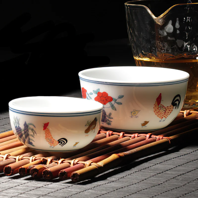Ceramic Cup Chinese Style Handmade Antique Bone China Chicken Cup Tea Wine Water Ware Household Kitchen Supplies Drinkware