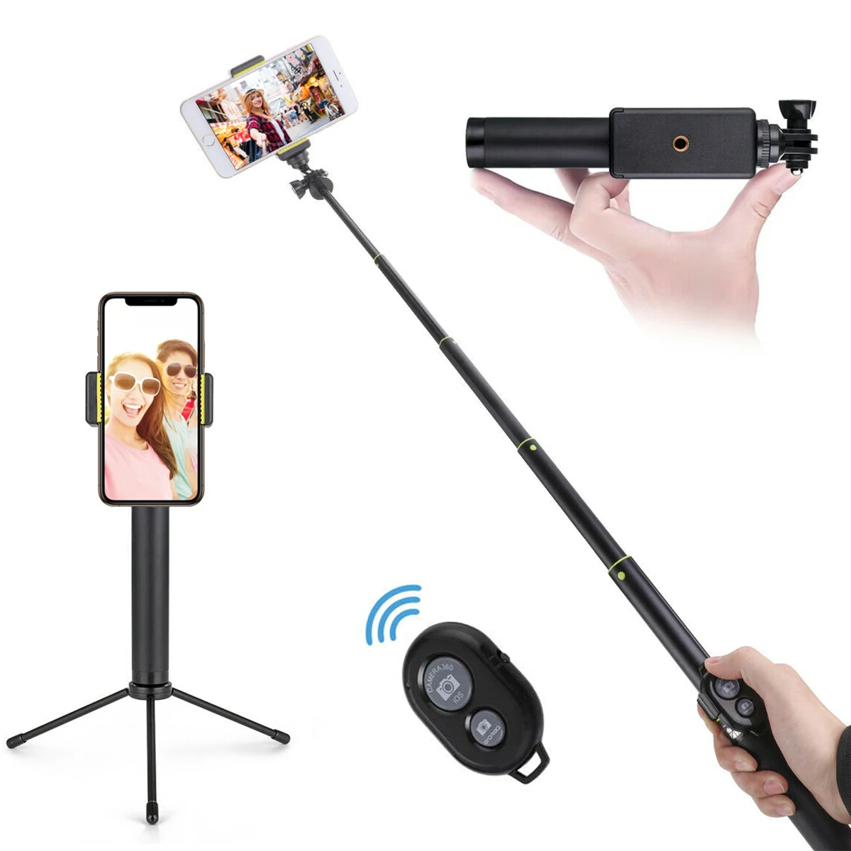 Portátil 3 em 1 selfie vara tripé