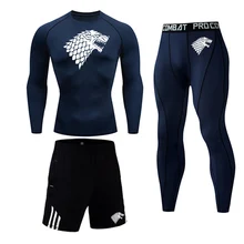 Комплект из 3 предметов, комплекты термобелья для мужчин, быстросохнущие, анти-микробные, тянущиеся, мужское термо нижнее белье, мужские теплые кальсоны для фитнеса