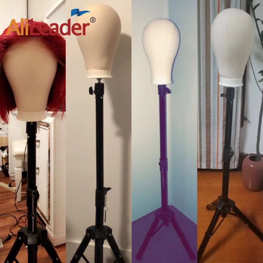 Alileader Wig Head With Tripod Stand 60Cm Strong Tripod With African Mannequin  Head Without Hair For Making Wig Stand With Head