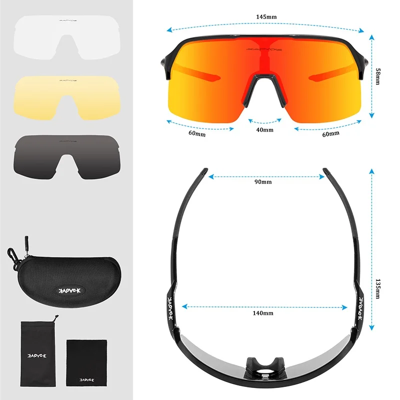 Polarised Cycling Glasses With 4 Interchangeable Lenses Sport_voghion.com