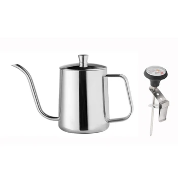 

Dripping Kettle 600Ml Coffee Teapot Non-Stick Stainless Steel Dripping Kettle with A Thermometer