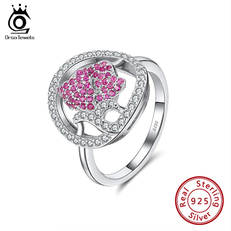 Роскошные свадебные кольца ORSA JEWELS 100% из серебра 925 пробы с крупным красным