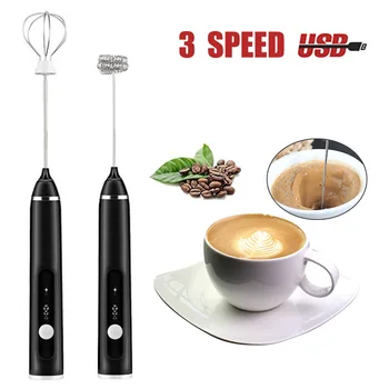 

Electric Milk Frother 2 Whisk Hand Milk Foamer Kitchen Mixer for Cappuccino Coffee Egg Beater Drinks Blender
