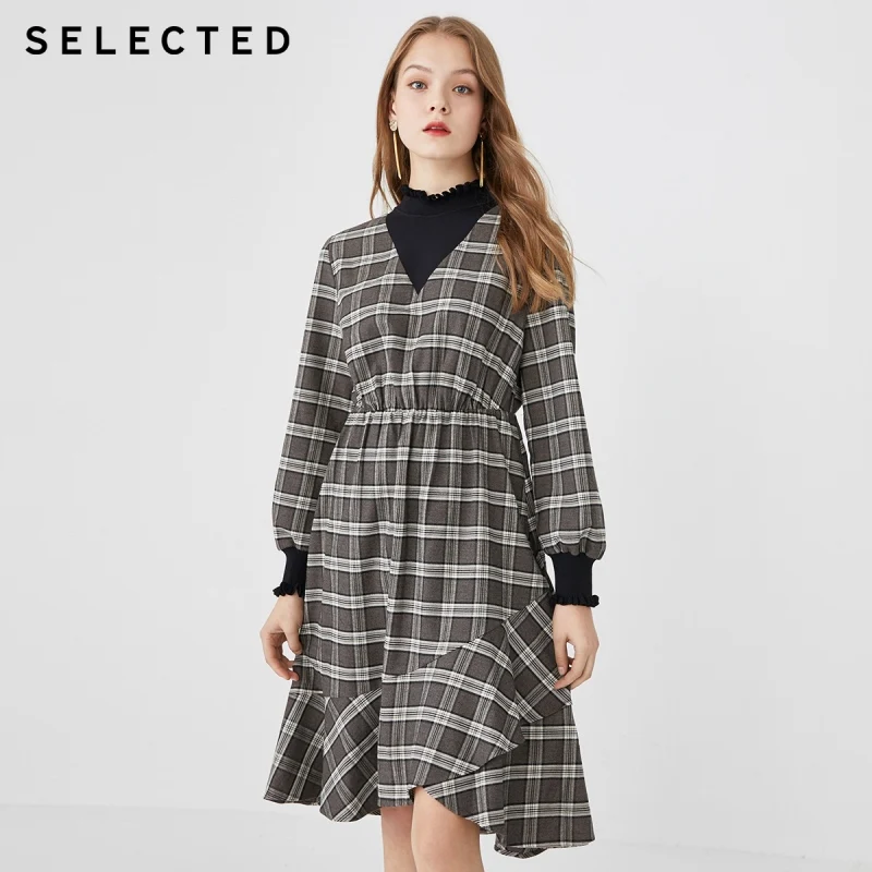 plaid turtleneck dress