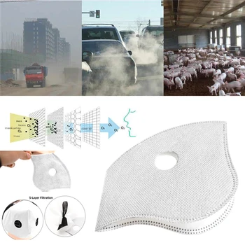 

10 Pcs Activated Carbon PM2.5 Filters 5 Layers Filtration Exhaust Gas Pollen Allergy Mask Replacement Filter