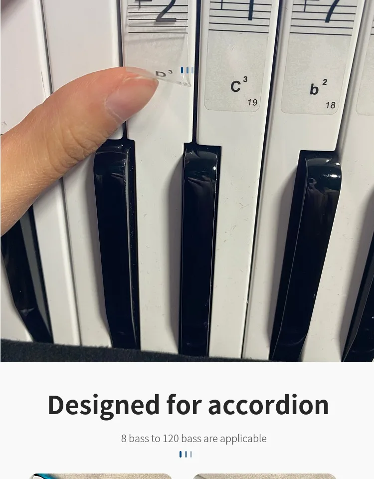 Description Picture 4 of itemAccordion Keyboard Bayan Stickers,Numbered Musical Notation And Staff, Novice Beginner's Introduction, Easy To Clean No Damage