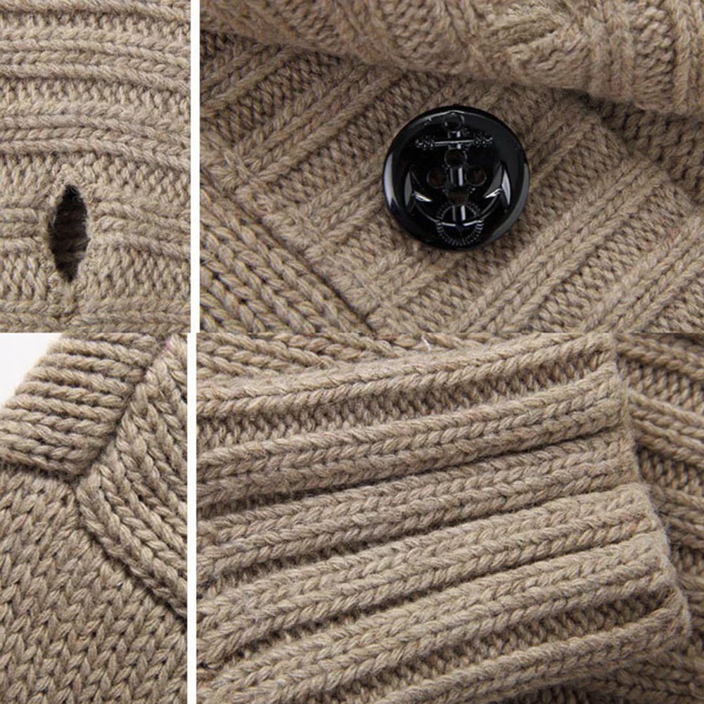 Осень зима свитер мужской кардиган SweatersThickened теплое пальто со стоячим воротником