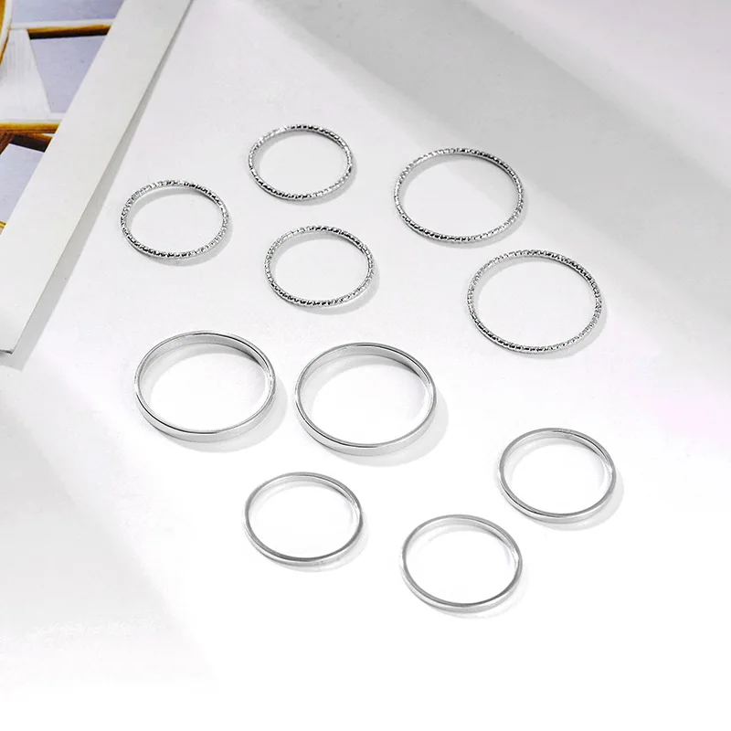 10 шт./компл. Мода простой дизайн anillos Винтаж Золото Серебро цветное соединение кольца наборы для женщин ювелирные изделия - Цвет основного камня: C2201