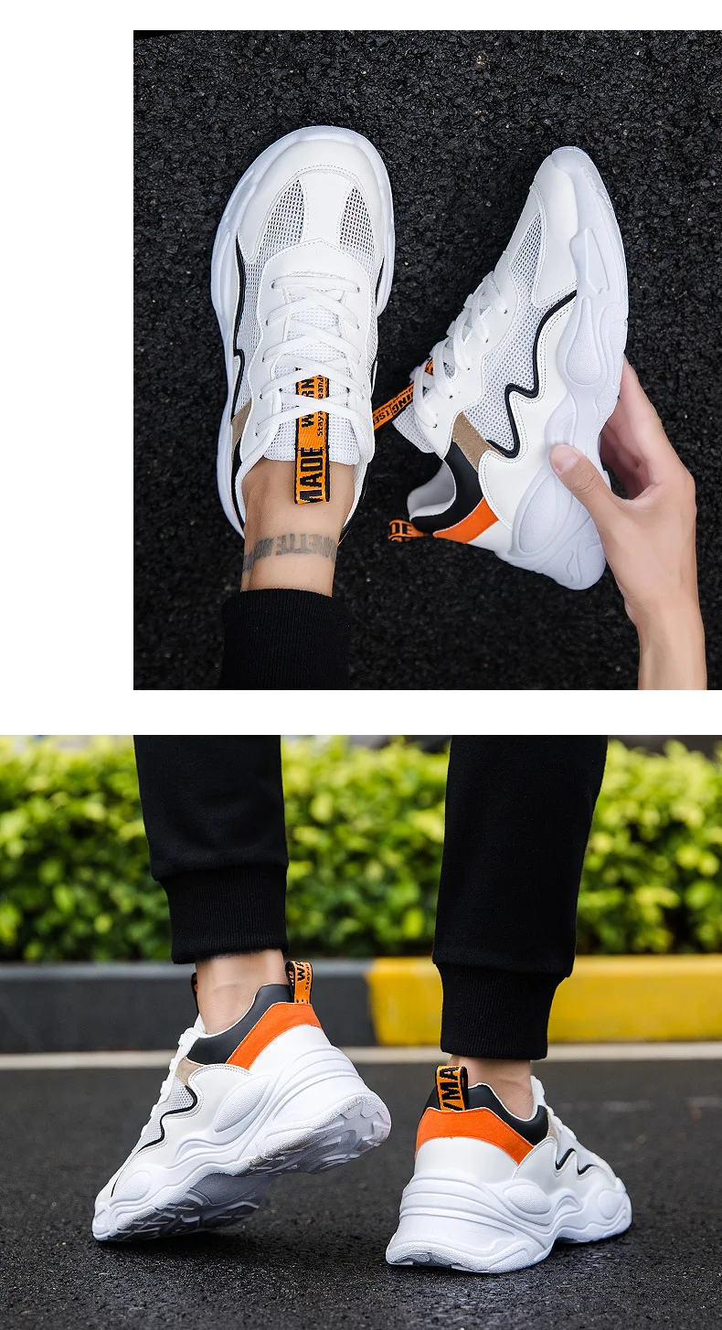 Новая удобная спортивная обувь из сетчатого материала; трендовая Мужская обувь для отдыха; модная обувь на толстой подошве