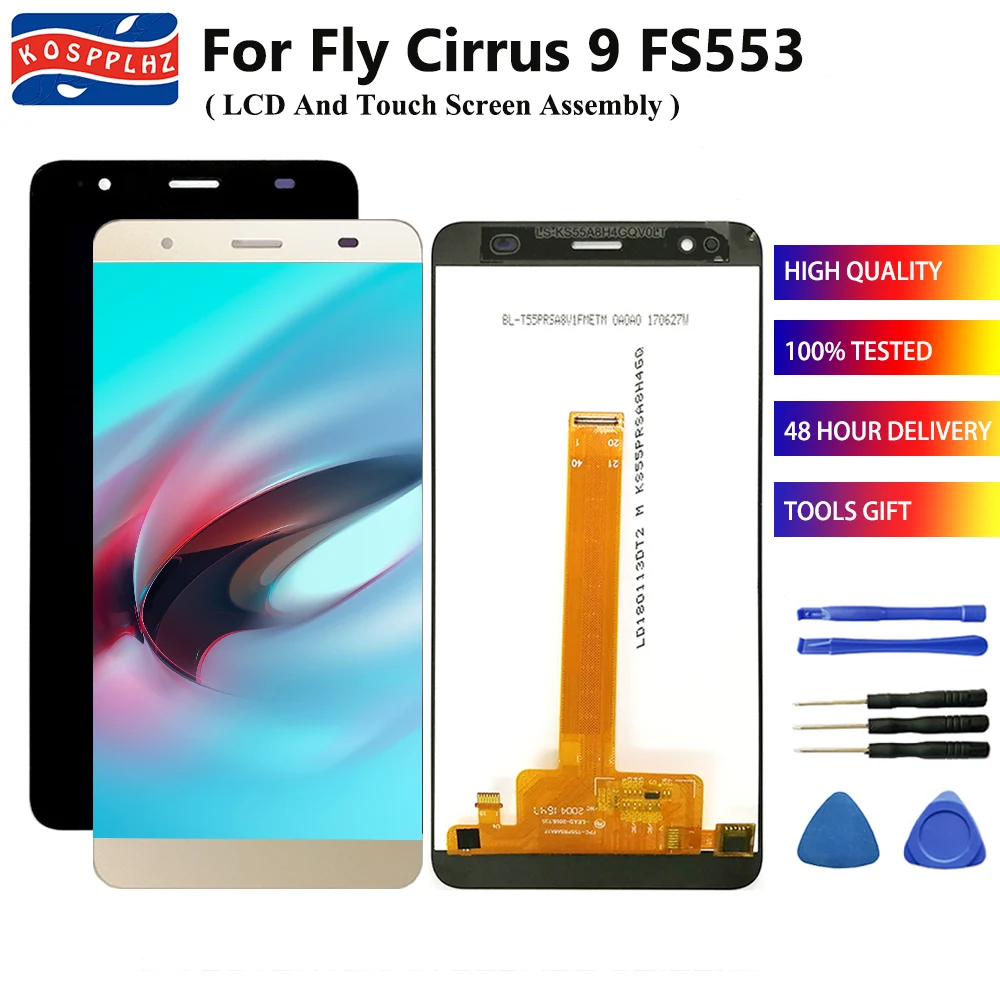 

New For Fly FS553 LCD Display+Touch Screen Digitizer Assembly Replacement 5.5''Phone Accessories For Fly Cirrus 9 FS553 +Tools