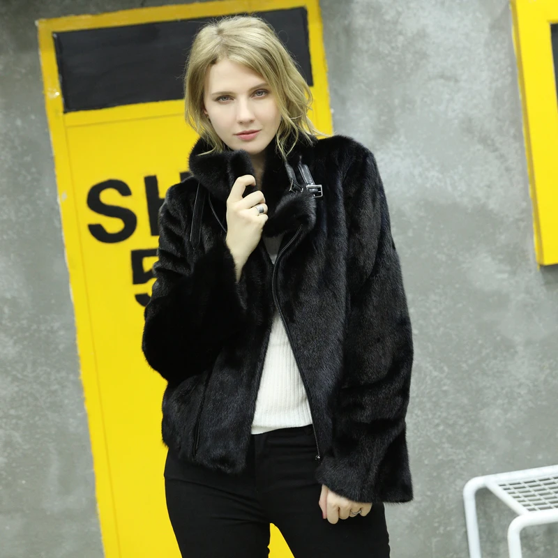 Luxury 2020 Real Fur Coat Female Natural Mink Coats Women Streetwear Jacket Stand Collar Winter Overcoat XRK-19 s | Женская одежда