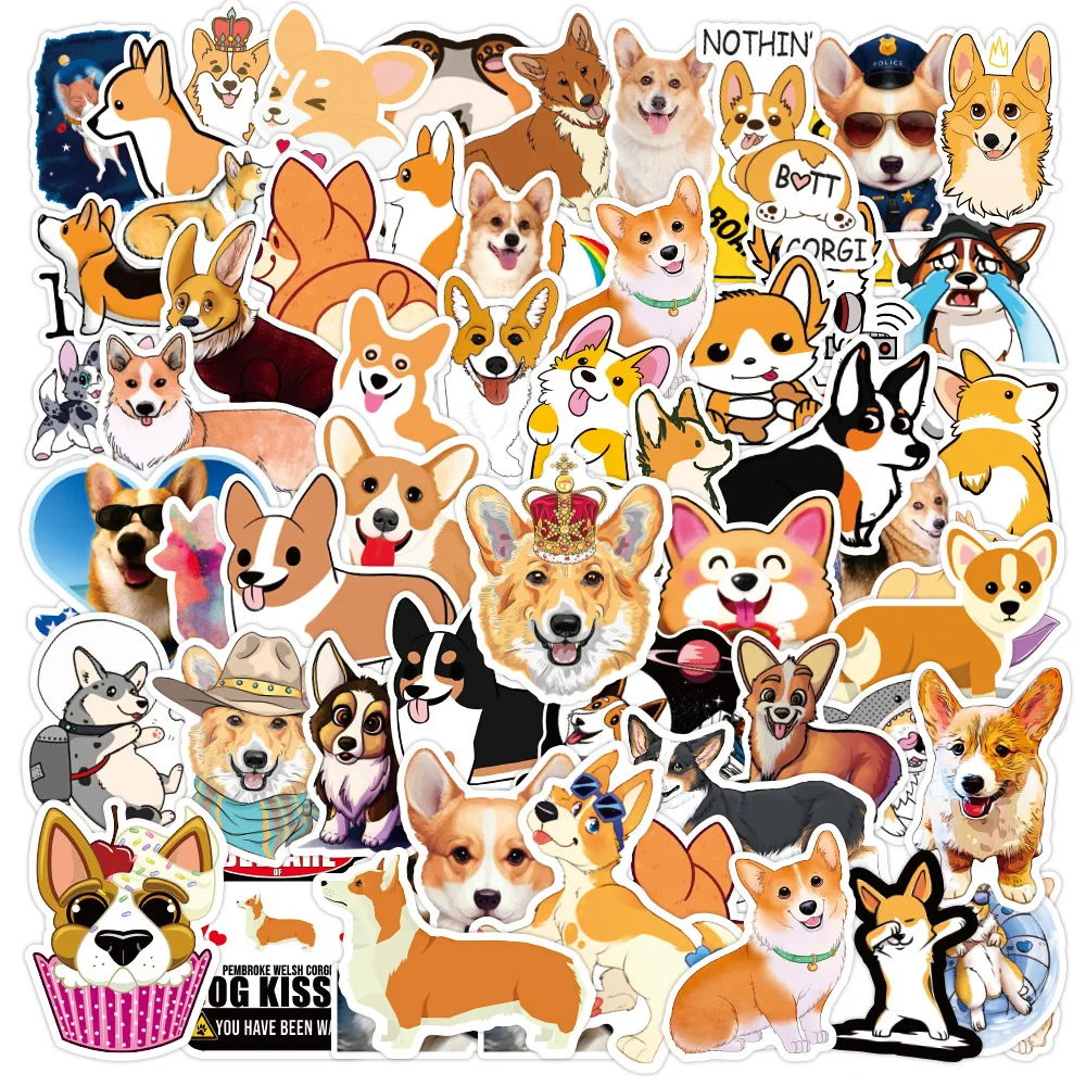 

100pcs PVC Animals Dogs Corgis Stickers Suitcase Guitar Skateboard Girls Funny Graffiti Sticker Kids Classic Toy Sticker