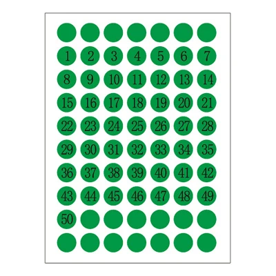 Green 12 шт./лот наклейка с цифрами 1-50 последовательный маленький 1 см Круглый Круг номер этикетка последовательный для вечерние подарок - Цвет: Green
