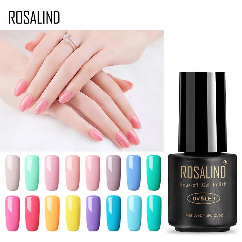 

ROSALIND 7ML 01-30 Semi Permanent Soak Off Salon UV Nail Gel Polish Primer Nail Art Lacquer Top Base Coat Needed Gel Varnishes