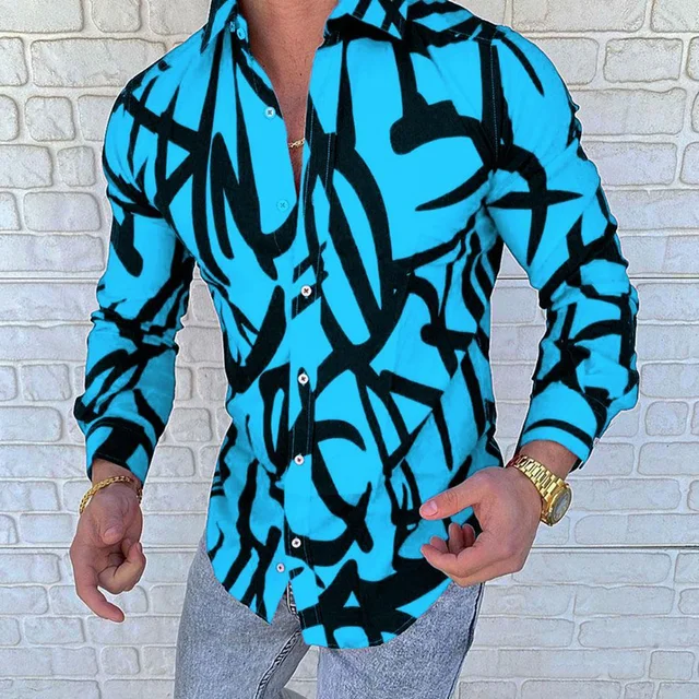 Casual Men Slim Fit Print Party Club Shirt Luxury Brand Printed Shirt 2021 Spring and Autumn Men Fashion Trend Long Sleeve Shirt YHCCS-14