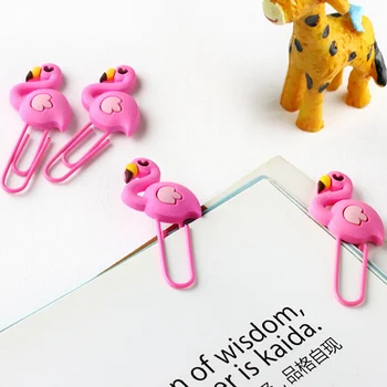 

8Pcs/lot Beautiful Flamingo Bookmark Planner Paper Clip Metal Material Bookmarks for Book Stationery School Office Supplies