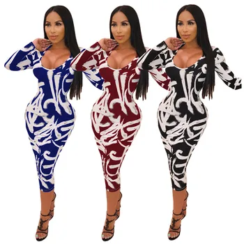

Women's Casual Graffiti Printed Midi Dress