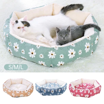 

Hexagon Cat Bed Dog Pet Beds For Medium Small Pillow Summer Cloth Sleeping Nest Basket Pet Bed Mat Cat House Animals Sofa