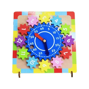 

Children Wooden Multifunction Gear Clock Toys Early Educational Learning Toy Digital Color Time Cognition Kids Montessori Toy