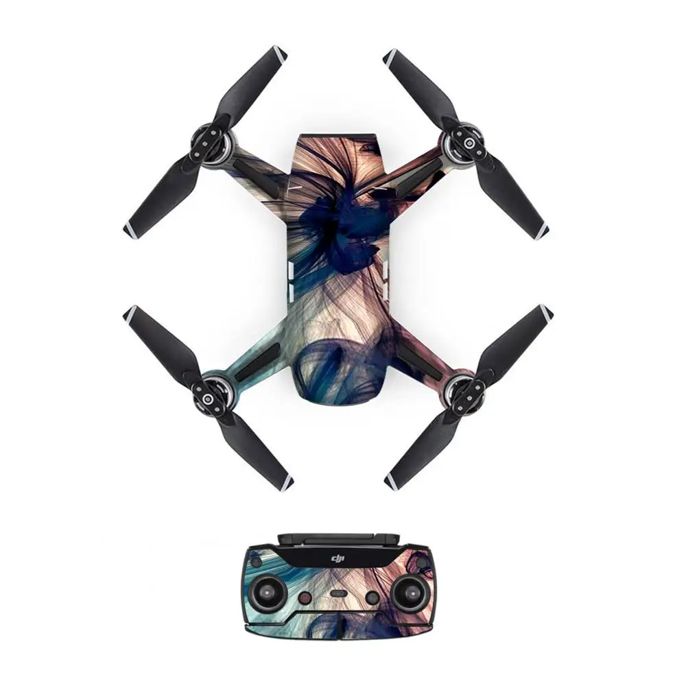 Retro Style Decal PVC Skin Sticker For DJI Spark Drone + Remote Controllers + 3 Batteries Protection Film Cover