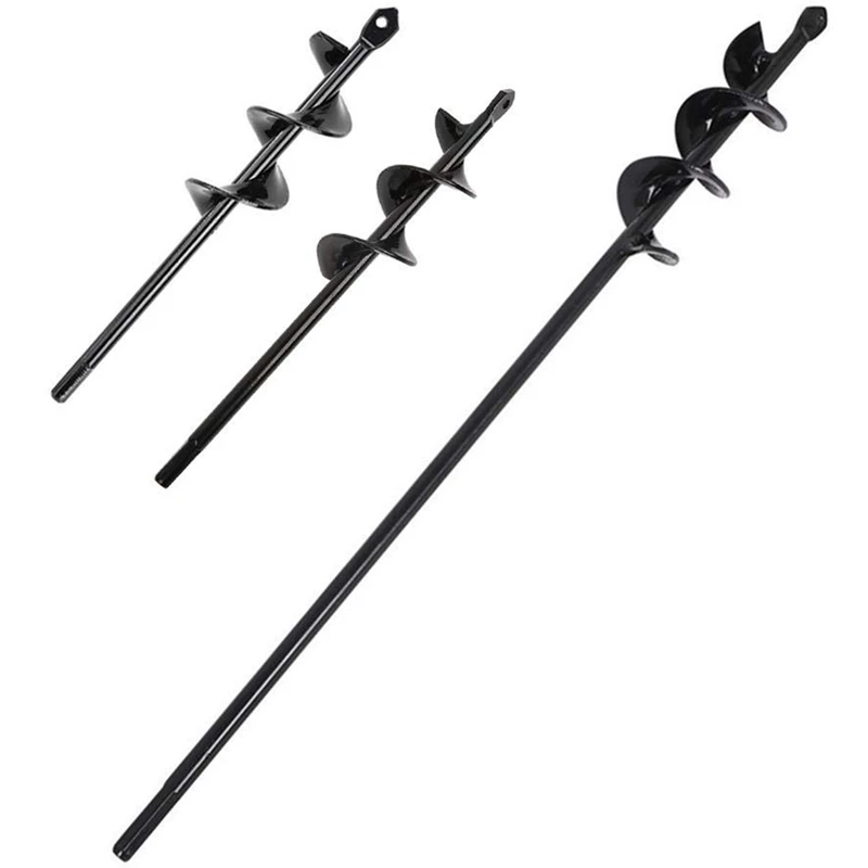 

3Pcs Hand Drill Digger Auger Spiral Drill Bit with Non-Slip Hex Drive, Post Hole Borer Soil Cultivator for Garden Planting (22x4