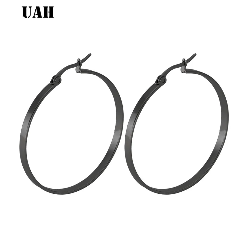 UAH большие огромные гладкие круглые серьги-кольца для женщин серьги гиперболы из нержавеющей стали большие круглые серьги кольцо серьги ювелирные изделия