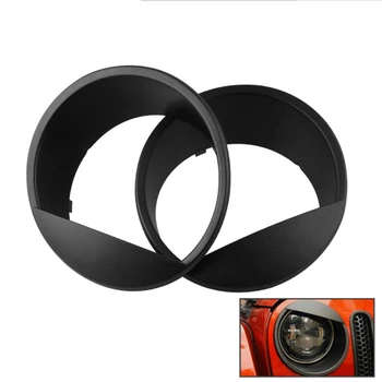 

Hot 2pcs ABS Black Bezels Front Light Headlight Bird Style Trim Cover for Jeep for Wrangler JK JKU for Rubicon Sahara 2007-2018