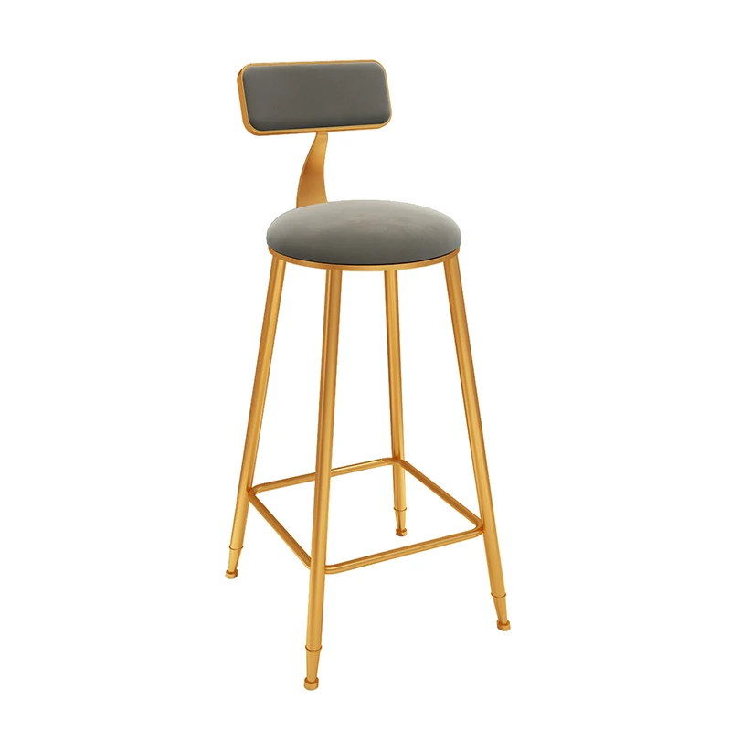 Скандинавский барный табурет из кованого железа Ins креативный стол золото индивидуальные кафе задняя сетка красный высокий стул простые барные стулья - Цвет: Gray 75cm