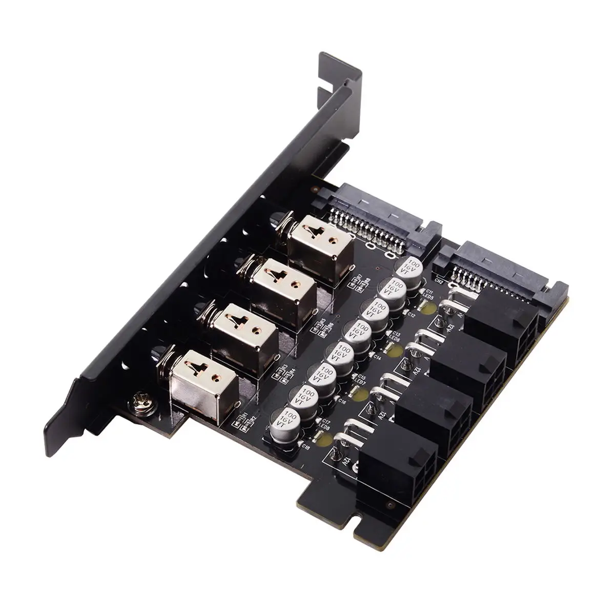 

SSD HDD Cable Switch 4 Port Hard Disk Control System Intelligent Control Management System HDD SSD Power Switch with PCI Bracket