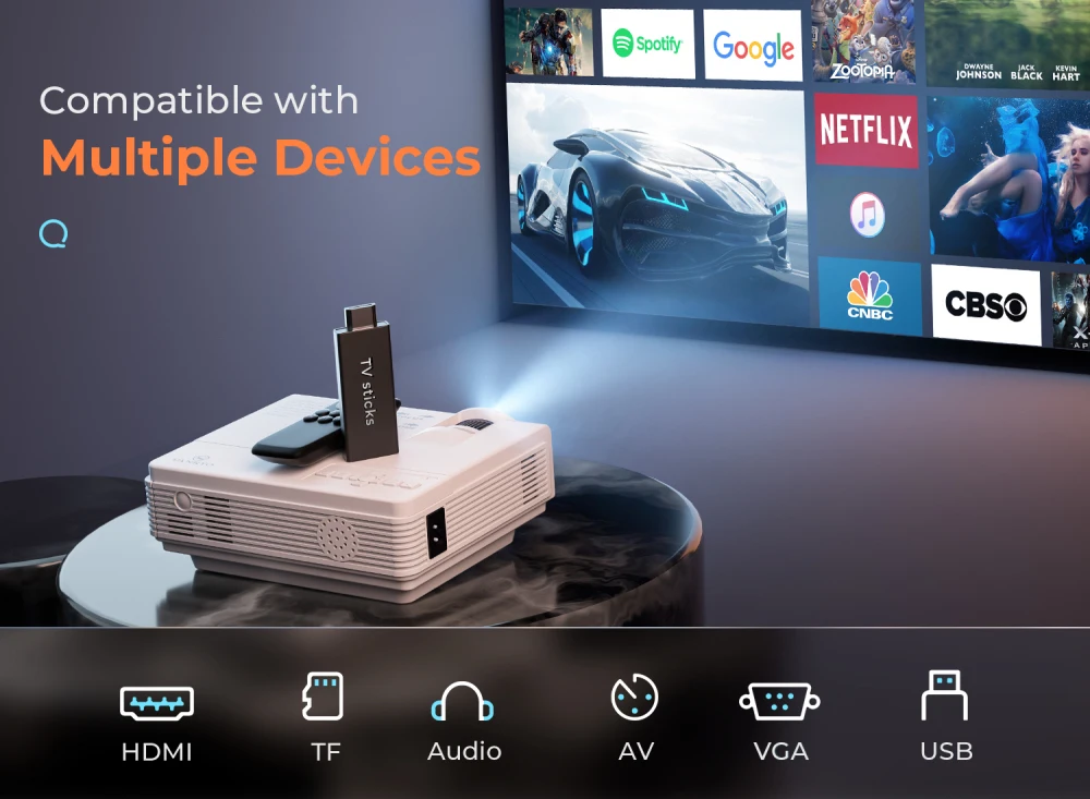 VANKYO L3 Mini projecteur 1920*1080P pris en charge 170 ''projecteur Portable pour la maison avec 40000 heures lampe à LED vie TV Stick PS4 HDMI