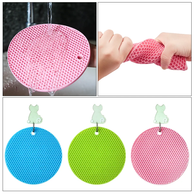 Heat Resistant Kitchen Mat Coaster Silicone Pad - 2pcs Round Heat Resistant  - Aliexpress