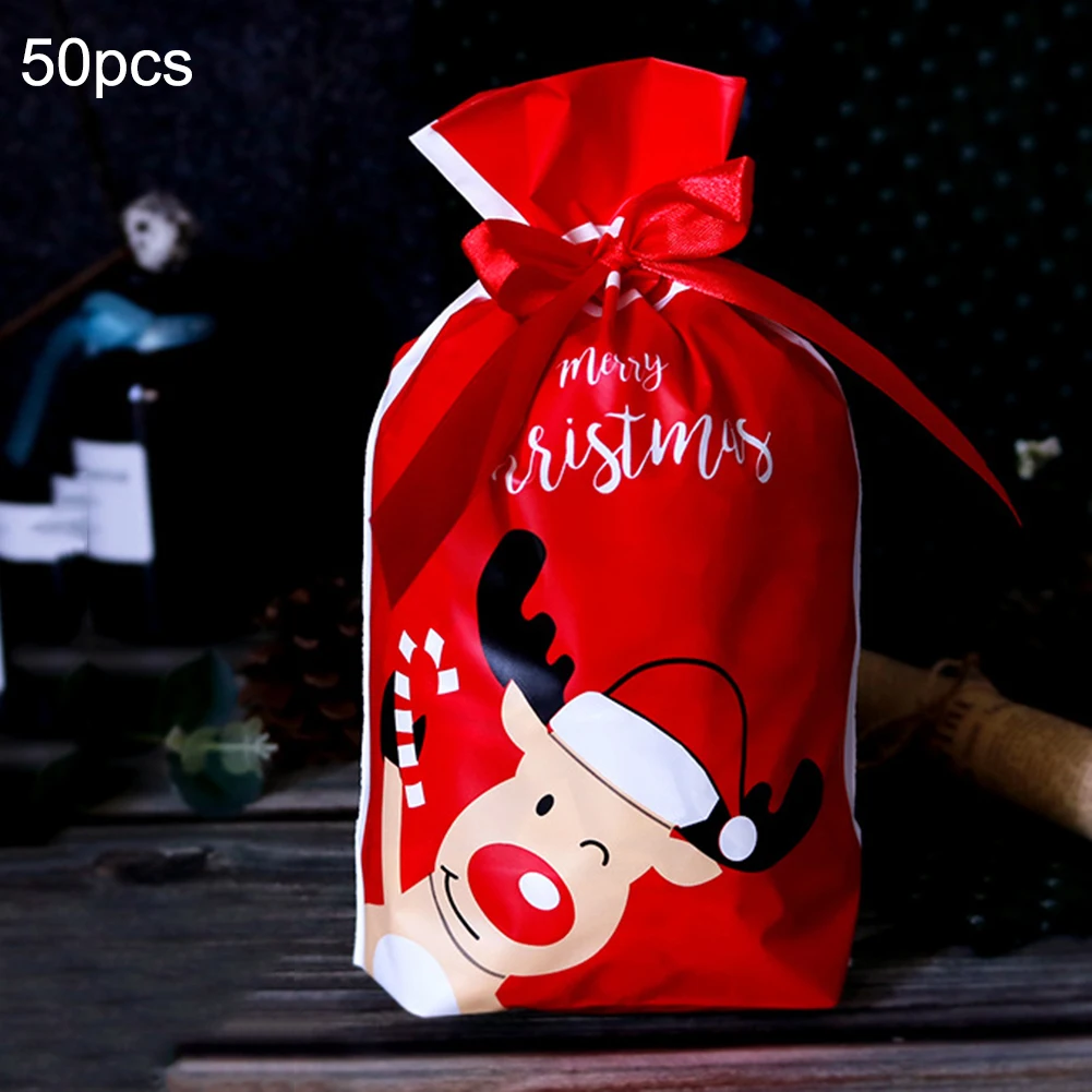 50Pcs Christmas Candy Cookies Packing Bags New Year Gift Bag Xmas Santa Claus Gift Storage Bag For Christmas Party Decoration - Цвет: A4