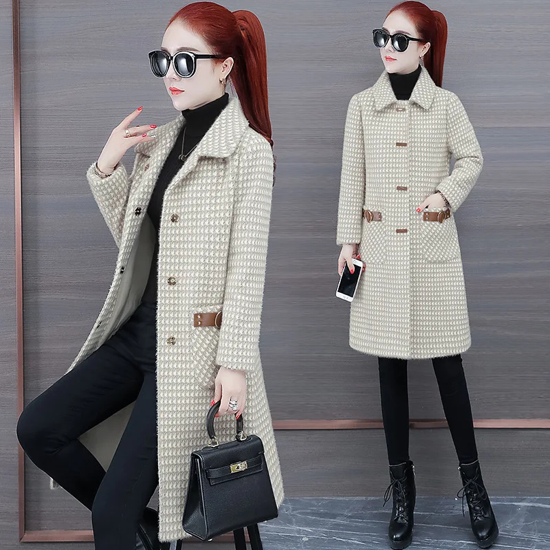 

Winter Woolen Jacket WOMEN'S Dress 2019 New Style Fall And Winter Clothes Short-height Mid-length Elegant Popular Plaids And Twe