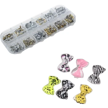 

50pcs Nail Art 3D Mix PRINT BOW / Rhinestone & 600PCS 3D Acrylic Alloy Decoration Nail Art Studs Rivet