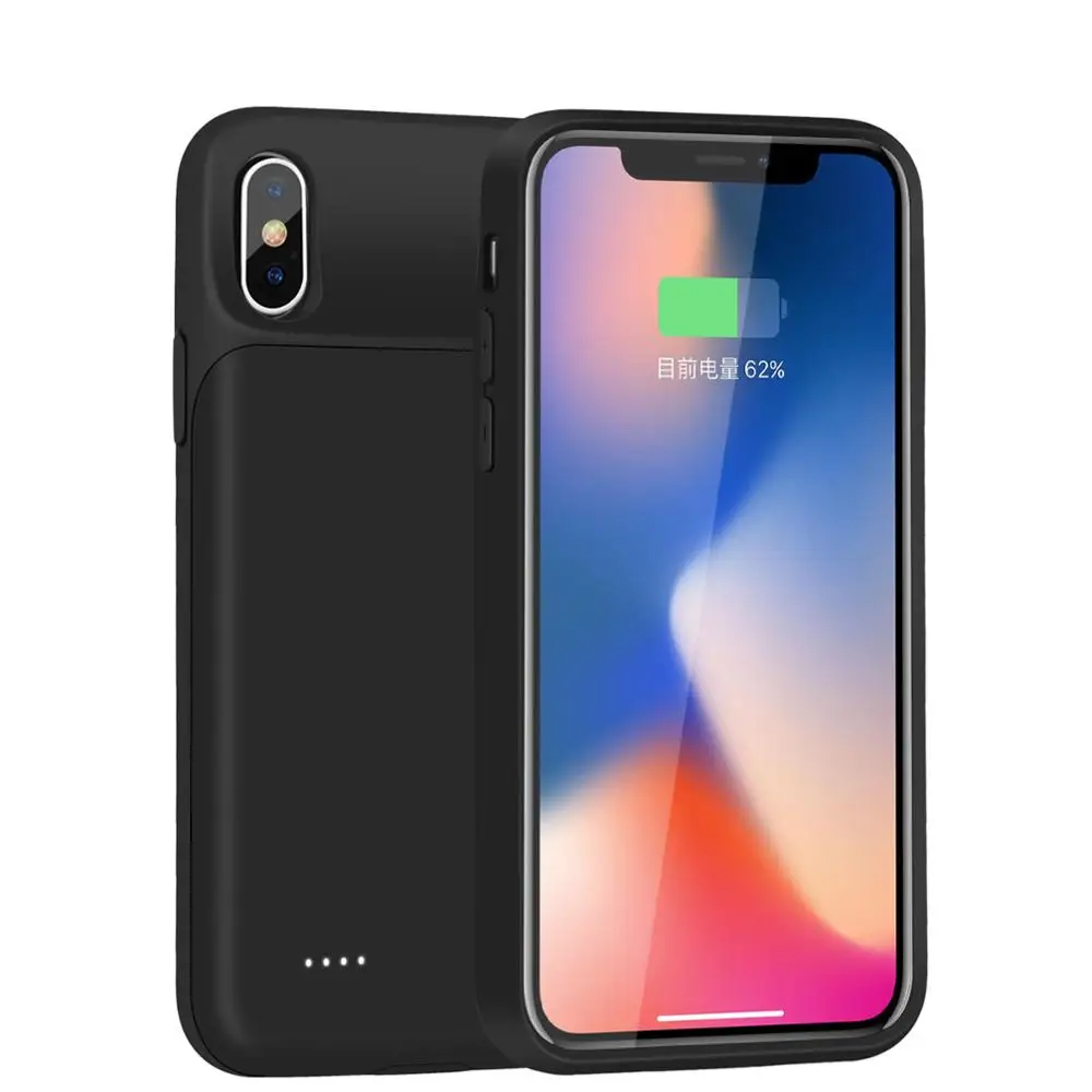 Чехлы для аккумуляторов для iPhone XS iPhone X power Case портативное зарядное устройство Мягкие силиконовые противоударные Чехлы power Bank для iPhone X XS чехлы - Цвет: Black With Audio