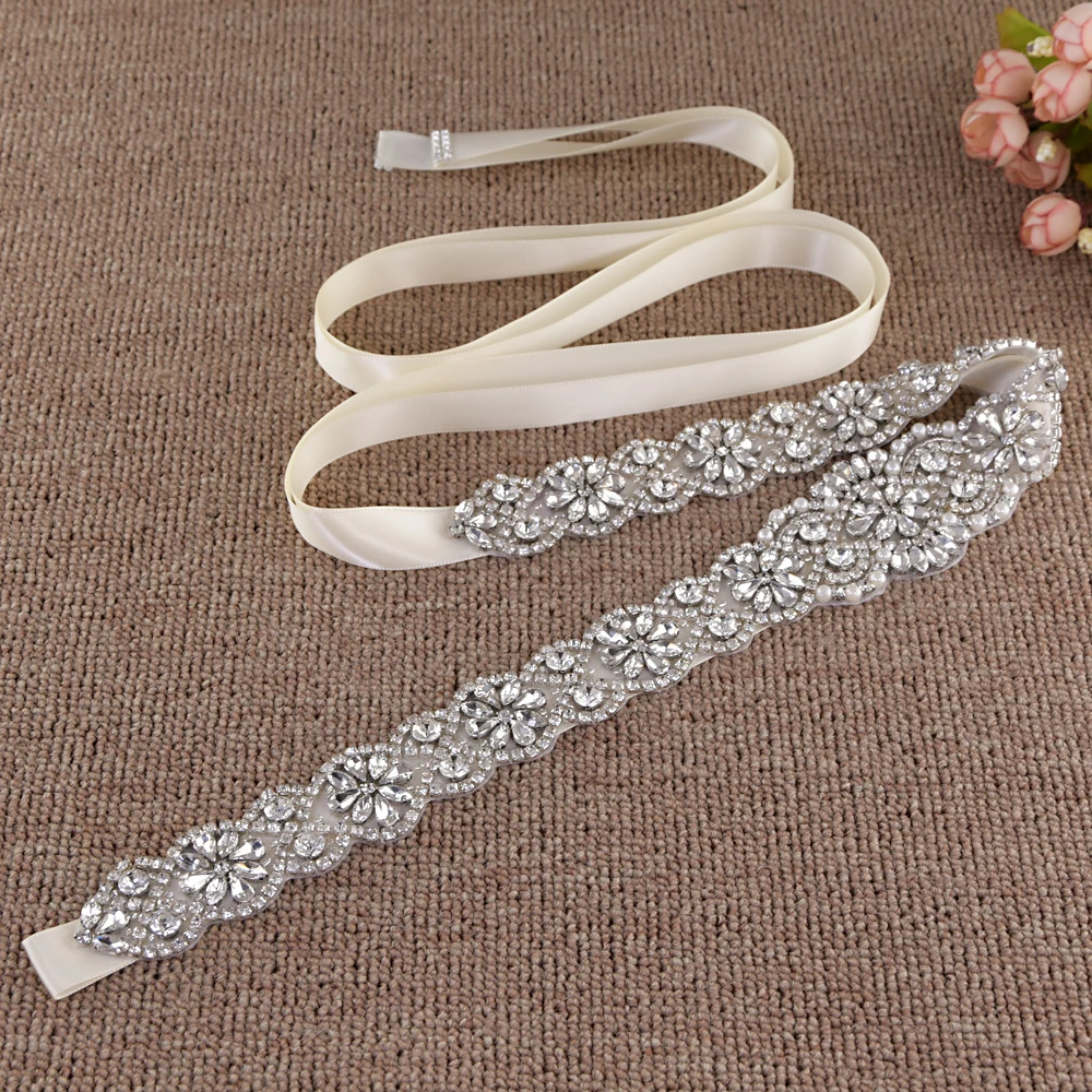 TRiXY S161B Silver Diamond belt Wedding Belt 21inch elegant bridal belt diamond flowers sash wedding belt rhinestone bride belt