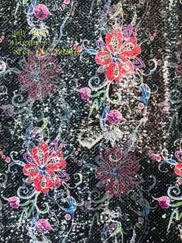 

stock 5yards/bag Embroidered sequined color printed fashion fabric for wedding and holiday dresses JC77#