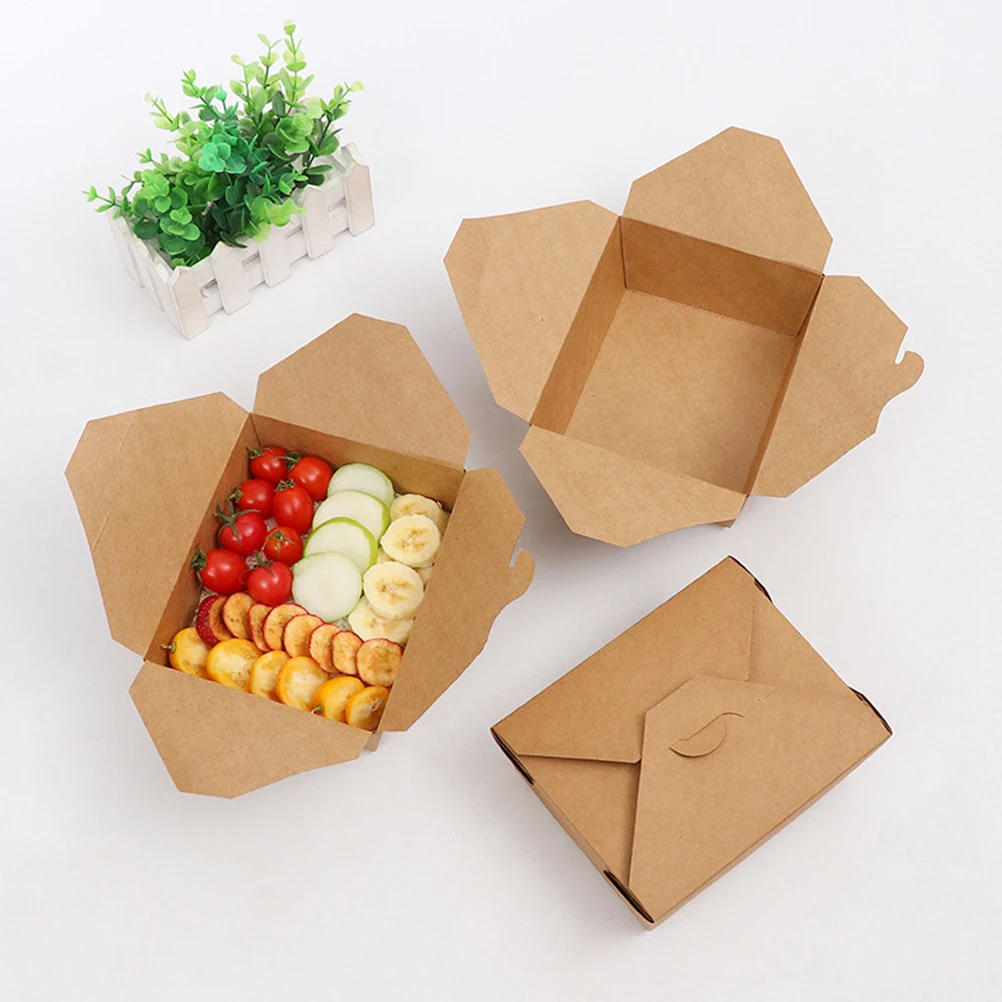 

1 Set Kraft Paper Box Packaging Disposable Meal Prep Containers Candy Cookies Cake Box DIY Gifts Candy Chocolate Sweets Package