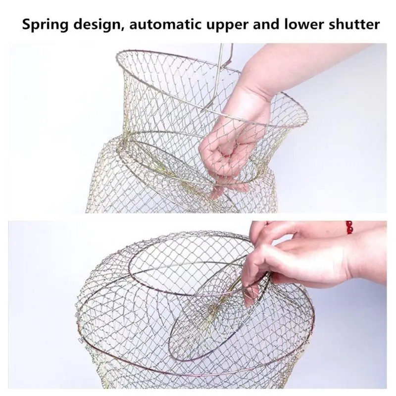 

Foldable Steel Wire Fishing Cage Fish Crab Squid Storage Fish Basket