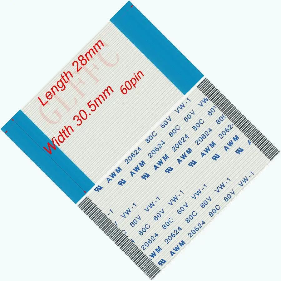 60pin 0 5 Шаг 28 мм-140 мм A-Тип Гибкий плоский кабель FFC awm 20624 ROHS для TTL LCD DVD Компьютера |