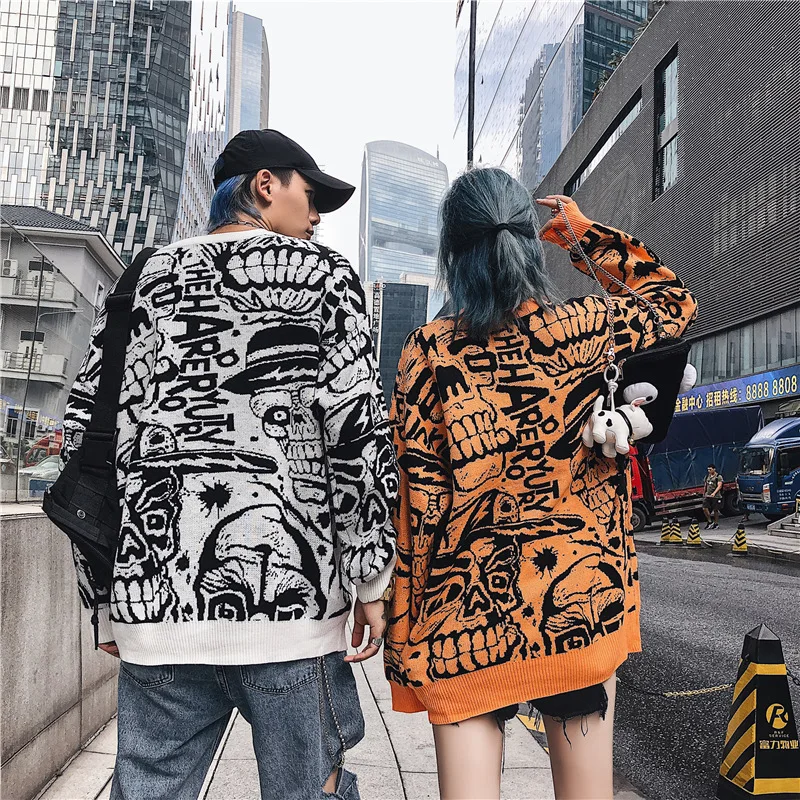 Хип-хоп вязаный свитер мужской уличная BF Harajuku свободный удобный свитер модный хлопковый свитер негабаритный