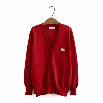 

Plus size Solid red pink black purple women loose Cardigan sweaters 2021 new autumn casual ladies V neck sweater female tops