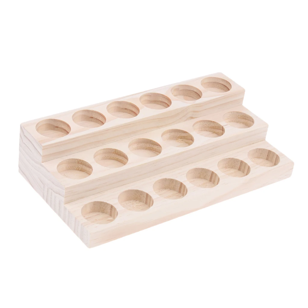 9/18/30pcs Natural Wood Essential Oil Display Stands Holder Rack Storage Organizer Perfume Aromatherapy Nail Polish Storage Tray