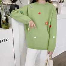 *#Best Price 2019 autumn and winter sweater women multicolor three-dimensional small flower color matching sweater loose wild pullover top *#Best Price 2019 autumn and winter sweater women multicolor three-dimensional small flower color matching sweater loose wild pullover top