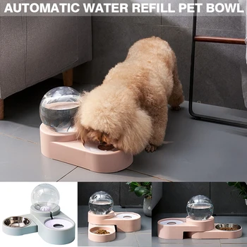 

Automatic Water Dispenser Cat Dog Double Bowls 1.8L Pets Food Feeding Bowl New