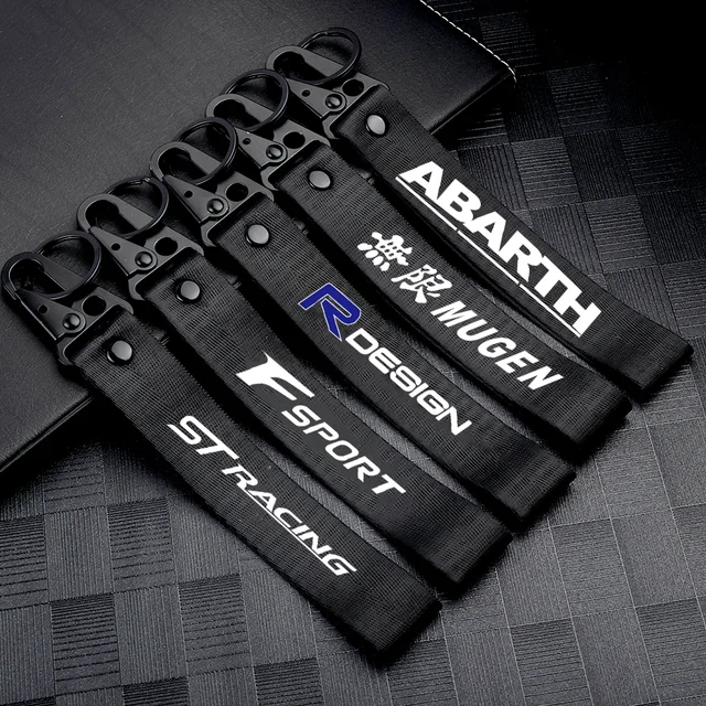 Car 1PCS Riband Key Chain Key Ring Lanyard For TRD TOYOTA C-HR RAV4 Yaris Camry Land Cruiser Avalon Highlander Mirai Prado Black Ribbon Keyring